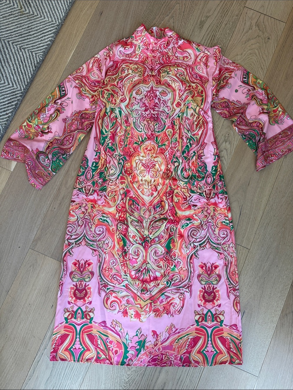 Pink Floral Paisley Print Shift Dress